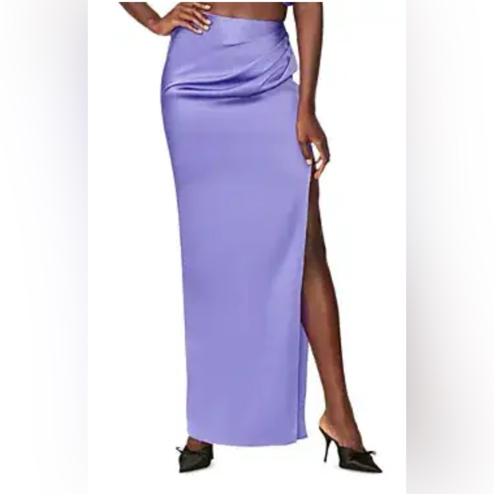 HERVE LEGER HLR3419636 X Law Roach Draped Asymmetrical Silk Maxi Skirt Royal NWT